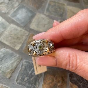 SS/18K gold gemstones Bali ring